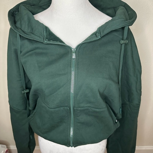 POPFLEX Forest Green zip cloud Women's Hoodie - Picture 6 of 7